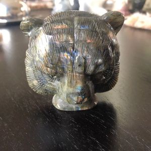Labradorite carved tiger head
